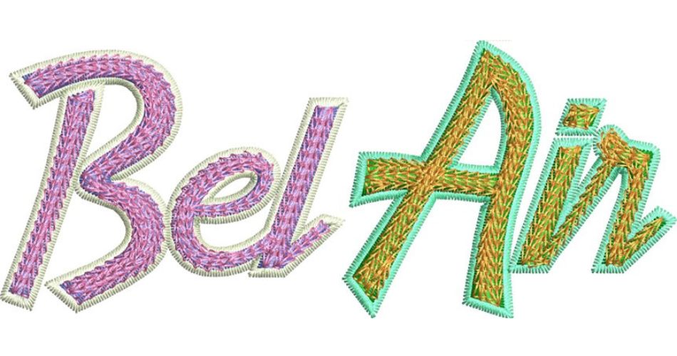 Chain stitch embroidery letters